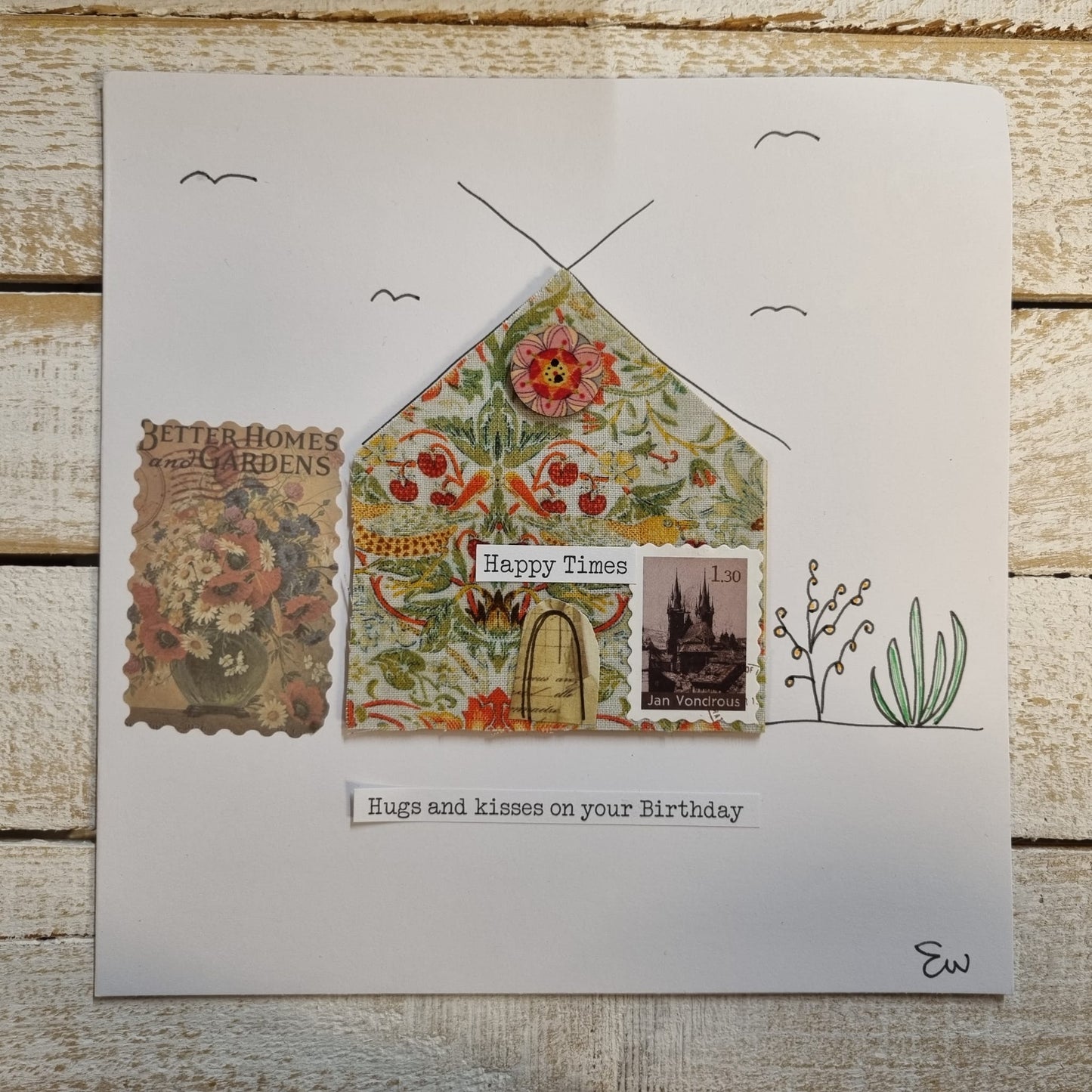 Seaside Canvas Greeting Cards 'Hugs and Kisses on your Birthday'