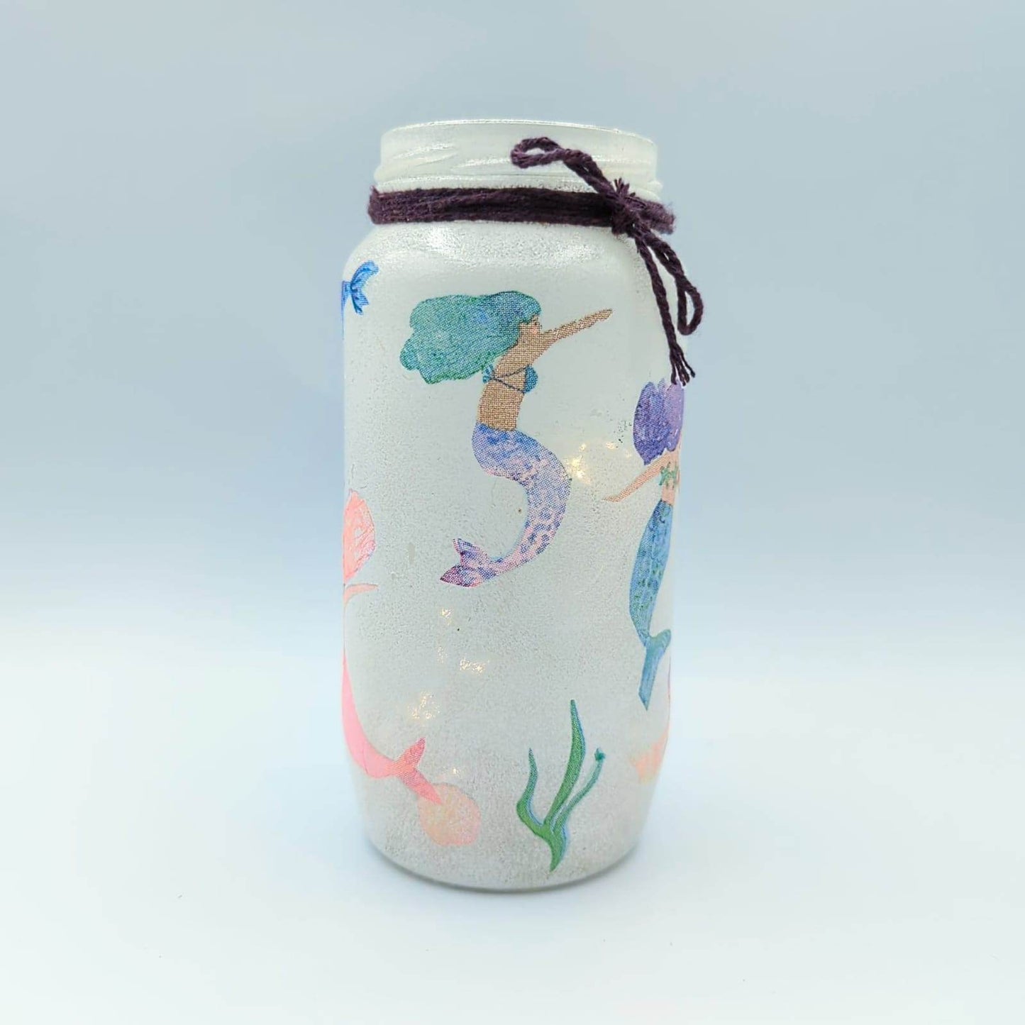Hand decoupaged glass jars