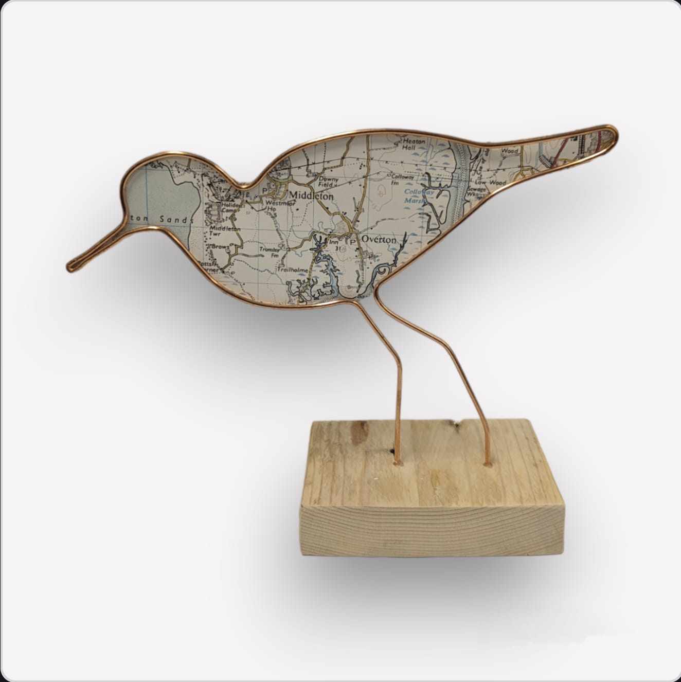 Handmade Wire Sculptures Embellished with Local Maps