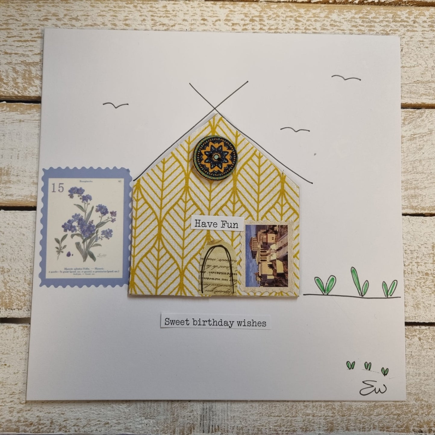 Seaside Canvas Greeting Cards 'Sweet Birthday Wishes'