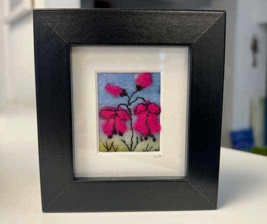 Framed Felted Pink Flowers