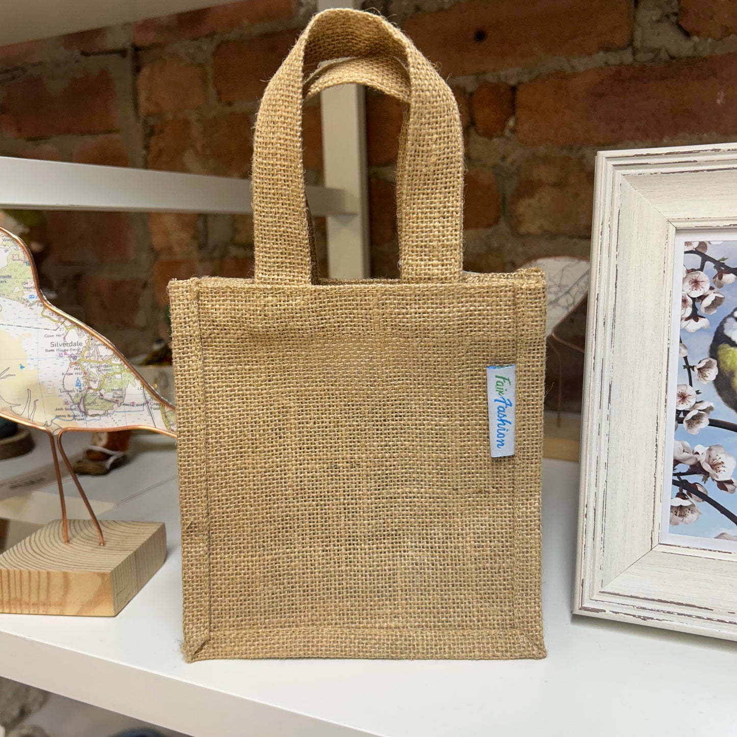 Felted Flower Hessian Bag