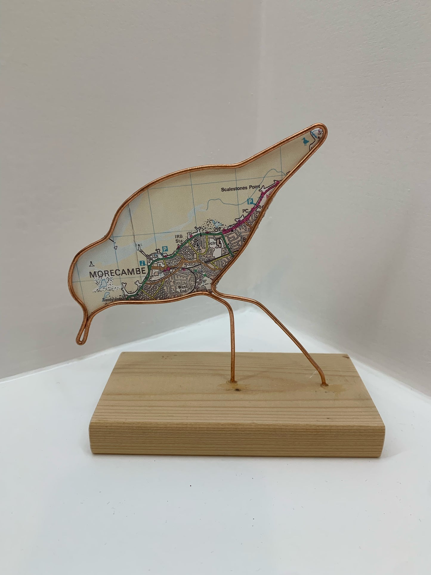 Handmade Wire Sculptures Embellished with Local Maps
