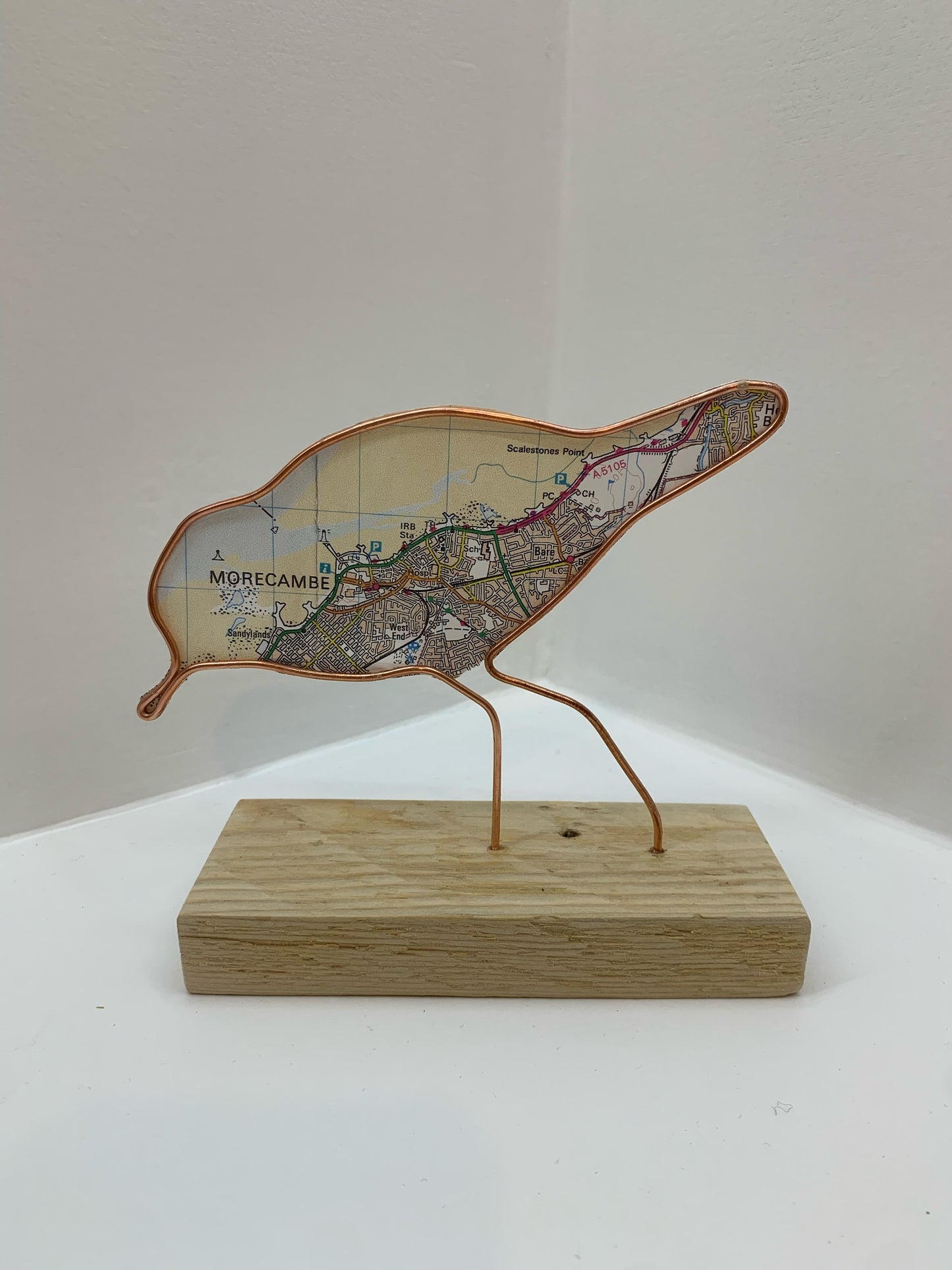 Handmade Wire Sculptures Embellished with Local Maps