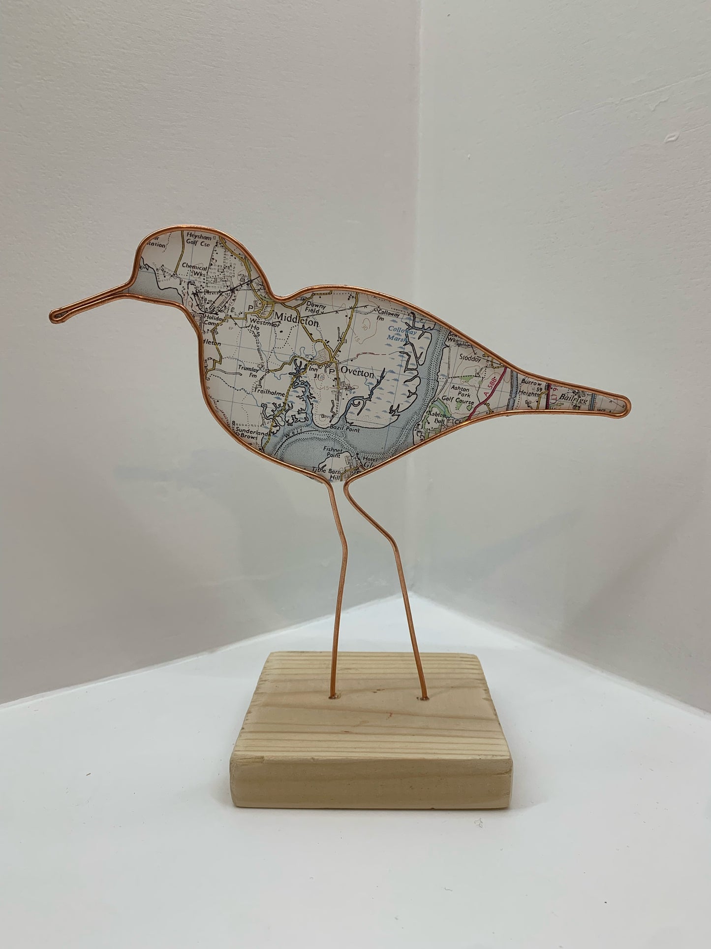Handmade Wire Sculptures Embellished with Local Maps