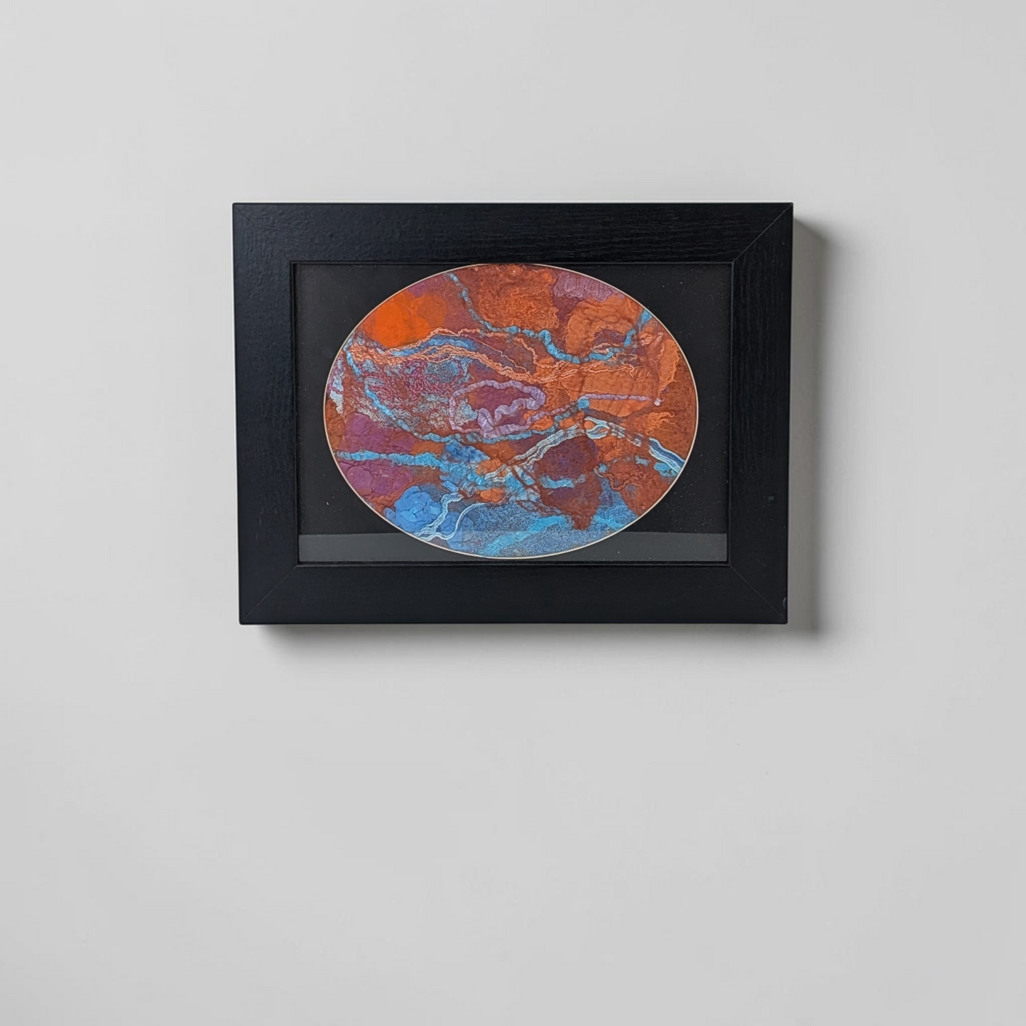 Framed Abstract Circular Nuno Felted Mixed Media Art | Baa Baa by Bee Bee