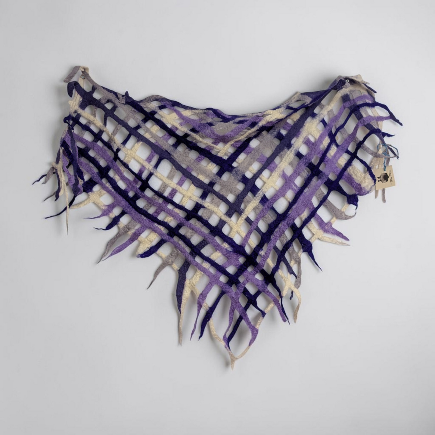 Handmade Wet Felted Lattice Triangular Shawl | Baa Baa by Bee Bee