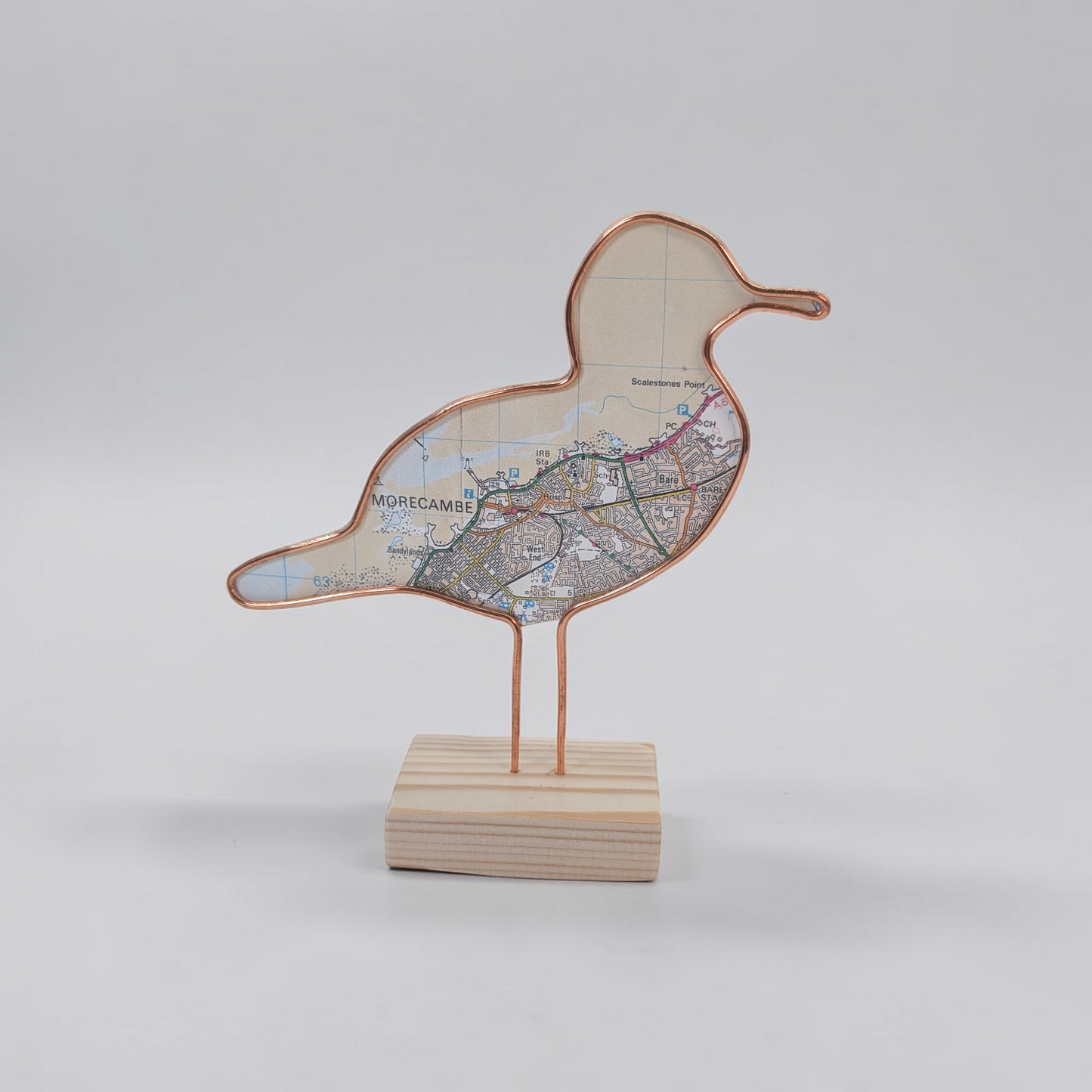 Wire Sea Bird with Vintage Map | Like a bird out of wire