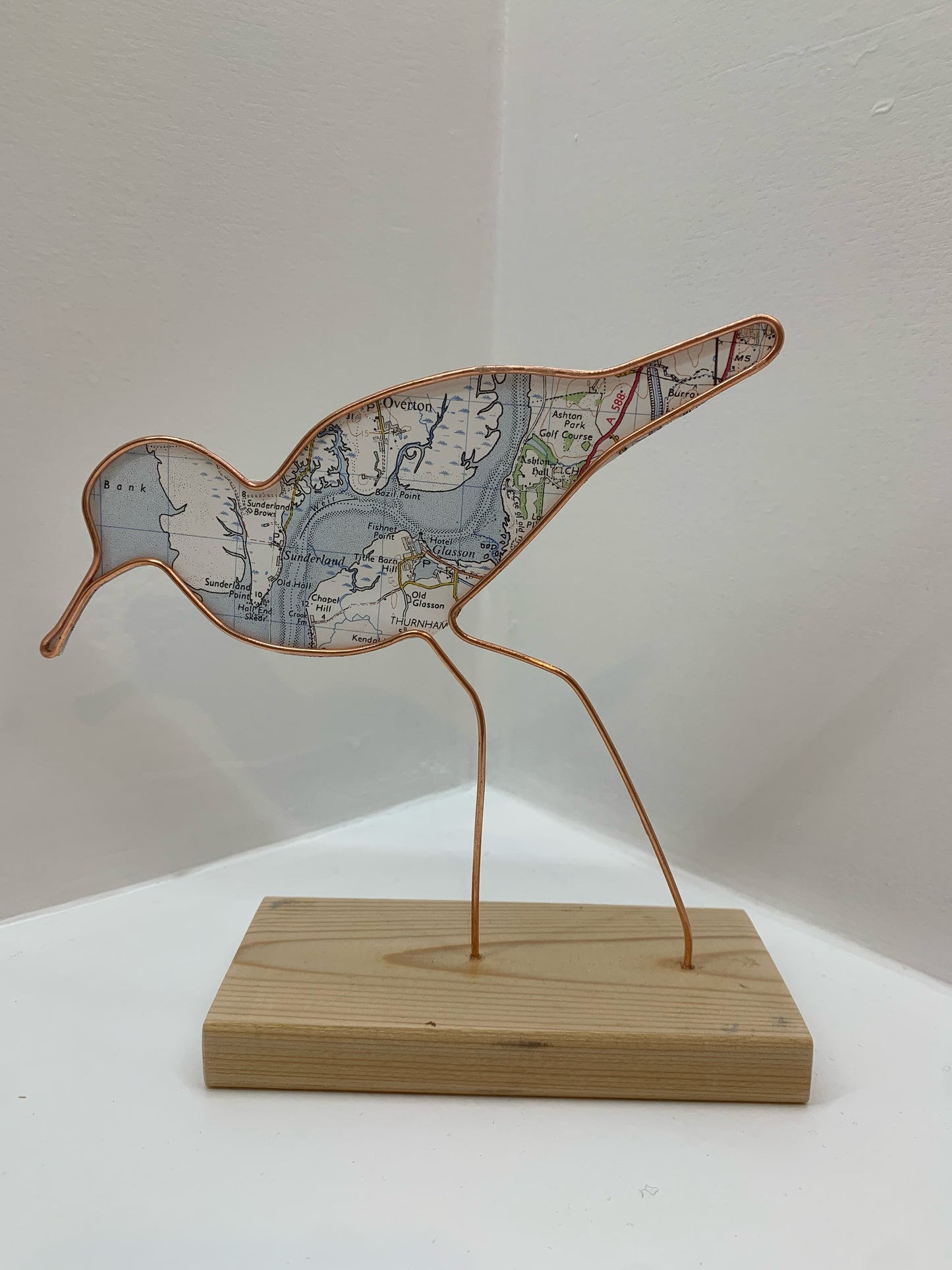 Handmade Wire Sculptures Embellished with Local Maps