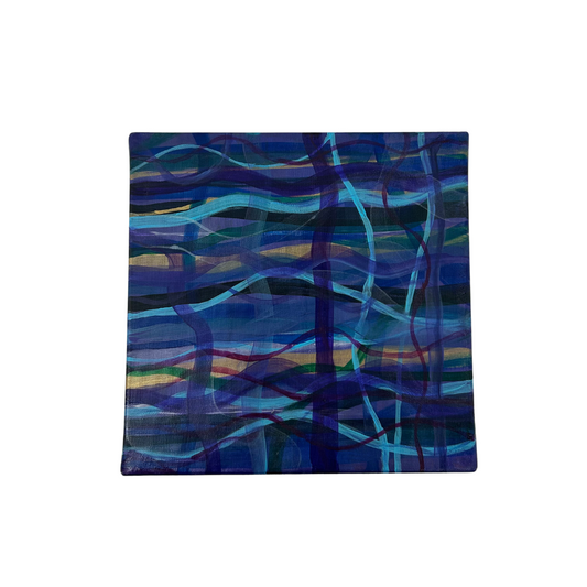 Square Abstract Painting Dark Blue