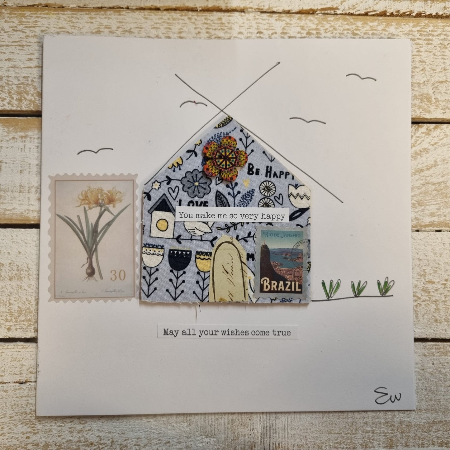 Seaside Canvas Greeting Cards 'You make me happy'