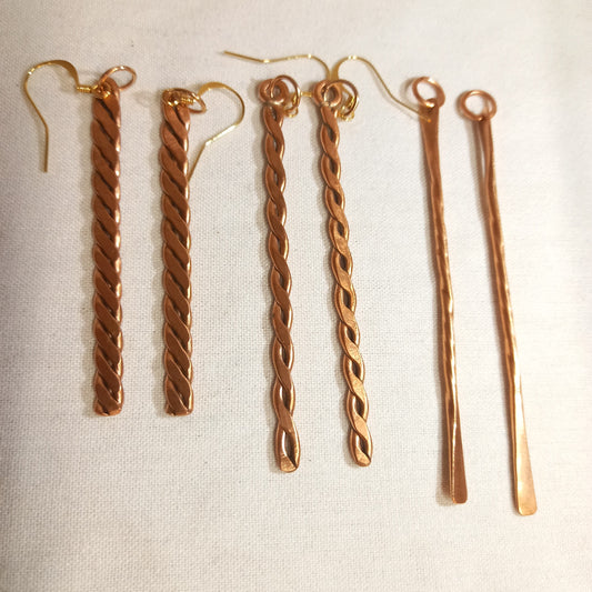"Long Handmade Copper Earrings"