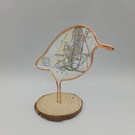 Handmade Wire Sculptures Embellished with Local Maps