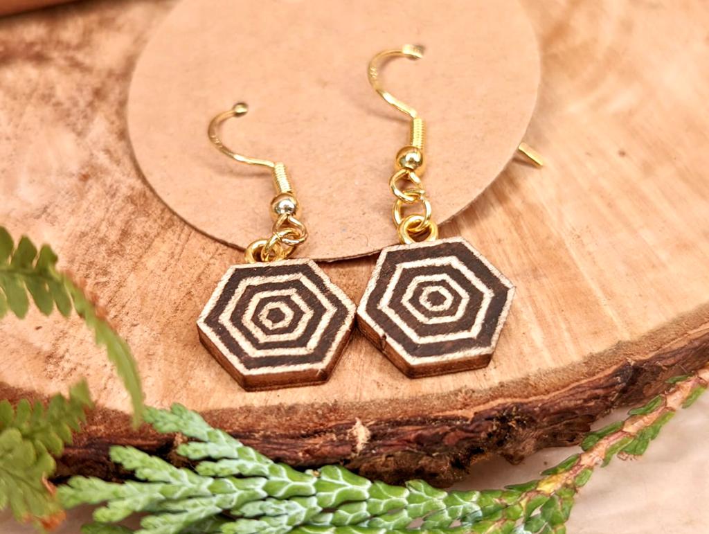 Hand Engraved Wooden Earrings