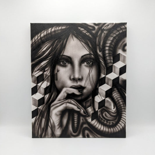 "Monochrome Muse" Original Canvas Painting | Matty Green