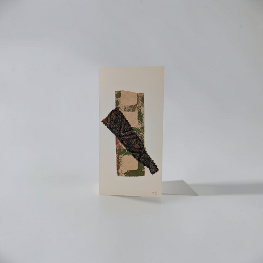 "Perched Blackbird" Original Mixed Media Greeting Card | Trish Spence
