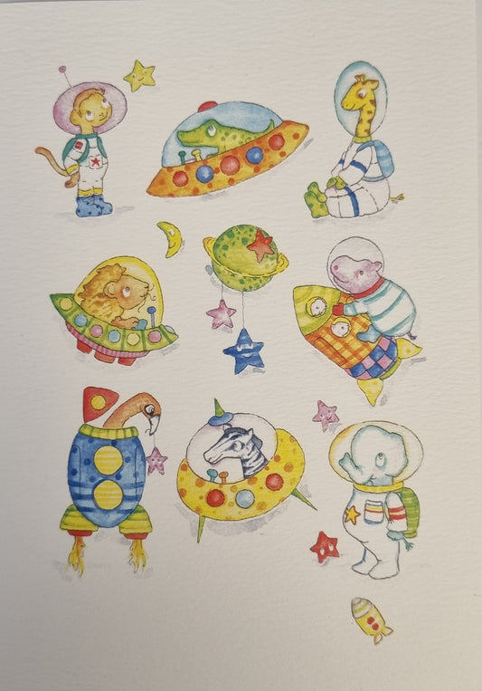 Monkey Boo Cards - Space