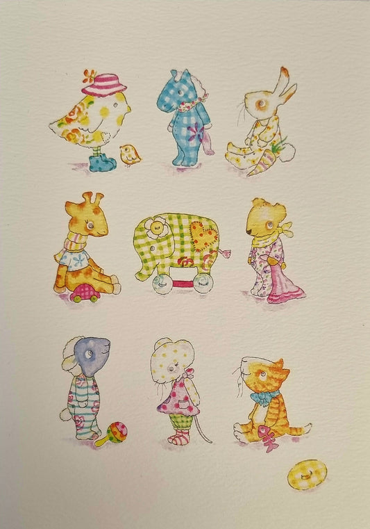 Monkey Boo Cards - Gingham