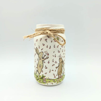 Hand decoupaged glass jars
