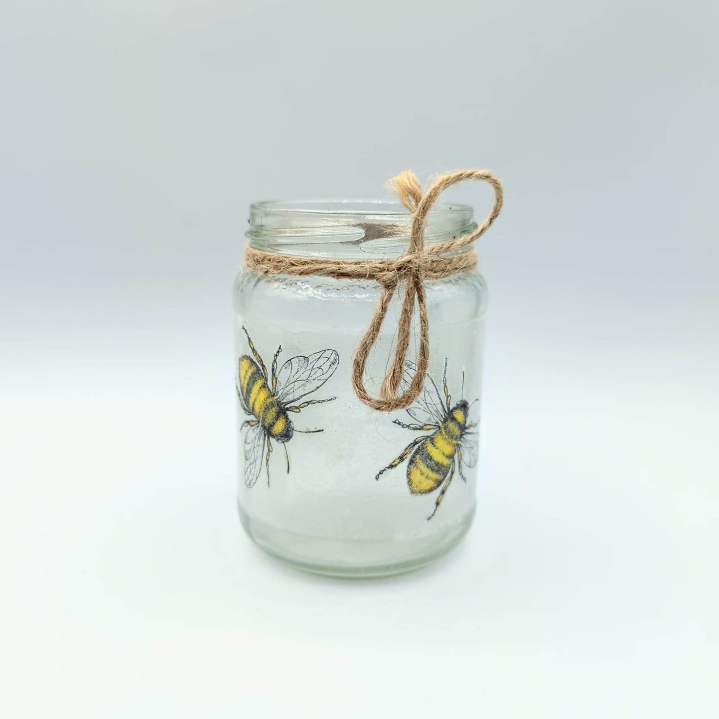 Hand decoupaged glass jars