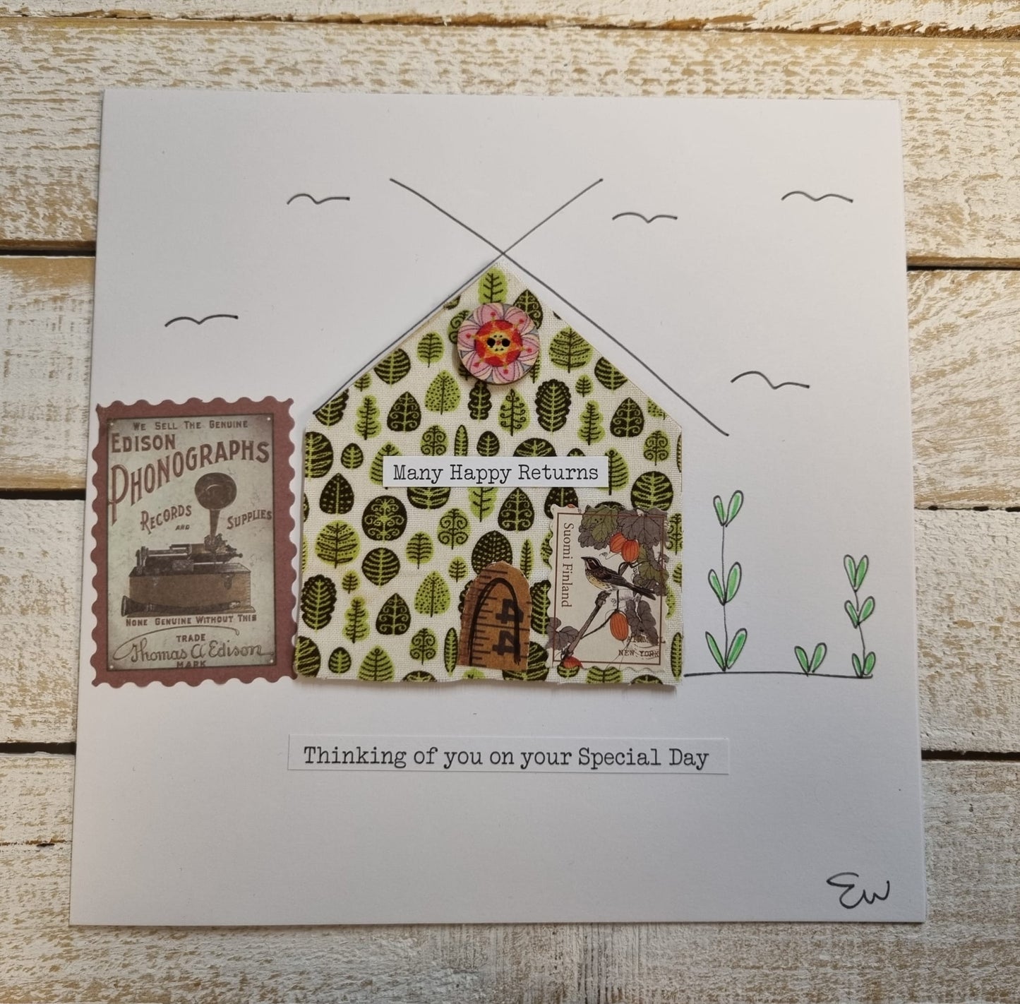 Seaside Canvas Greeting Cards 'Many Happy Returns'