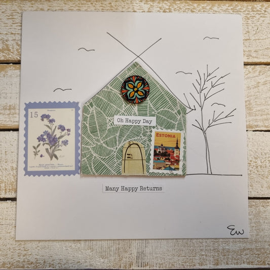 Seaside Canvas Greeting Cards 'Many Happy Returns'