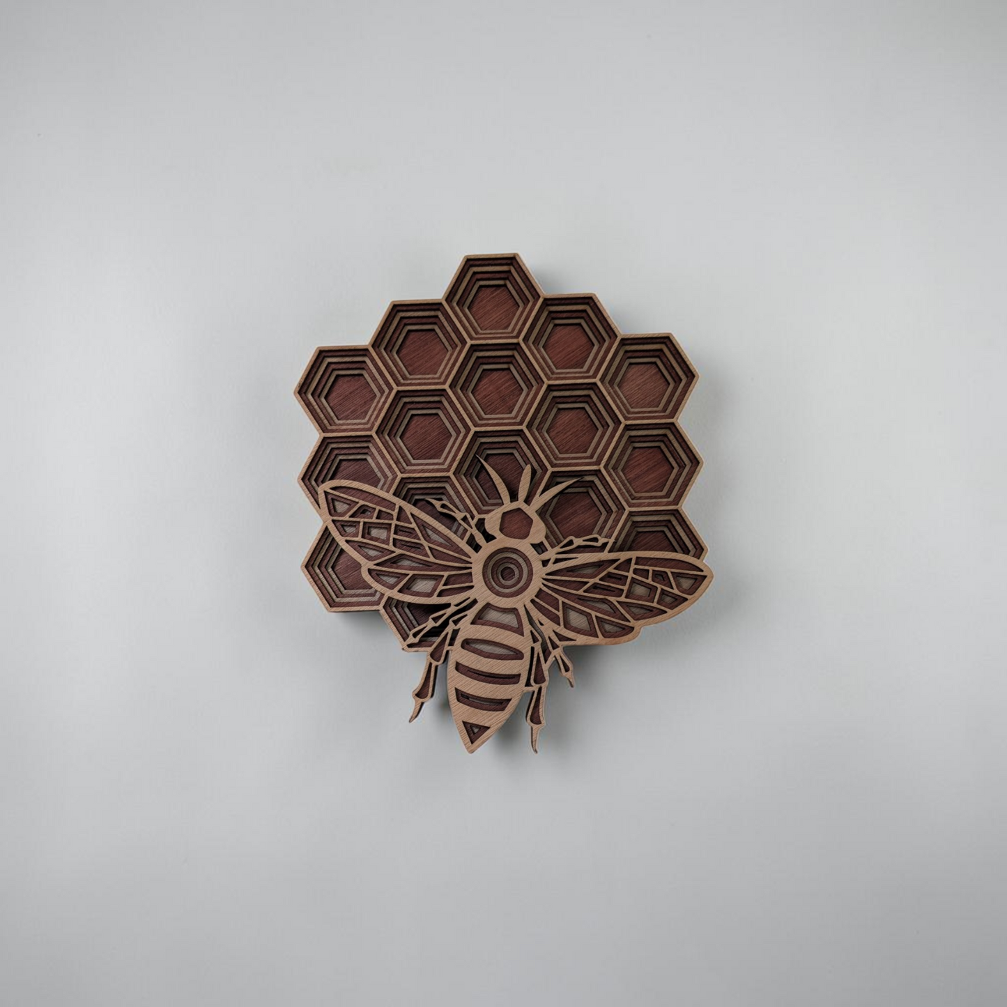 "Honeycomb Bee" Laser-Cut Wooden Wall Art | Martin Burning Shack