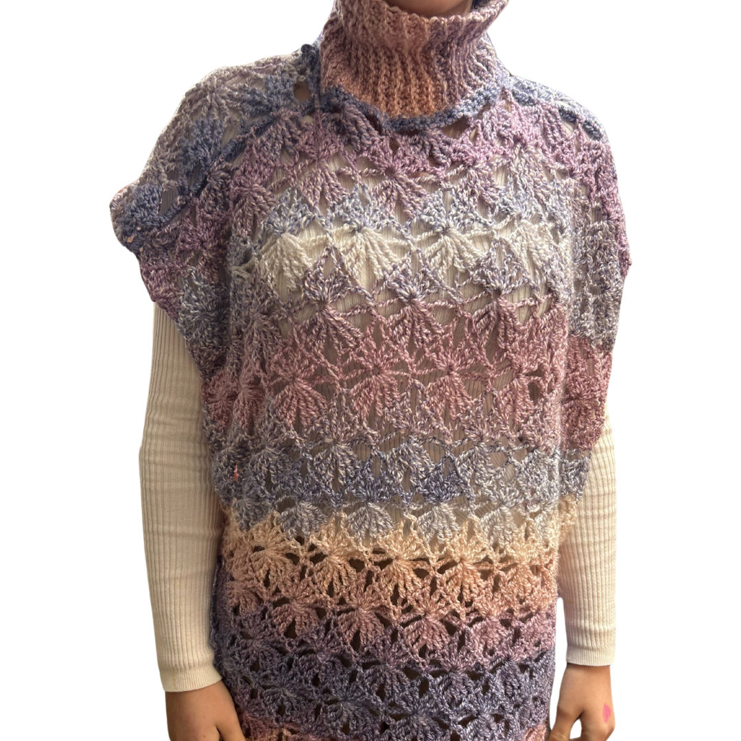 Crochet Roll Neck Poncho