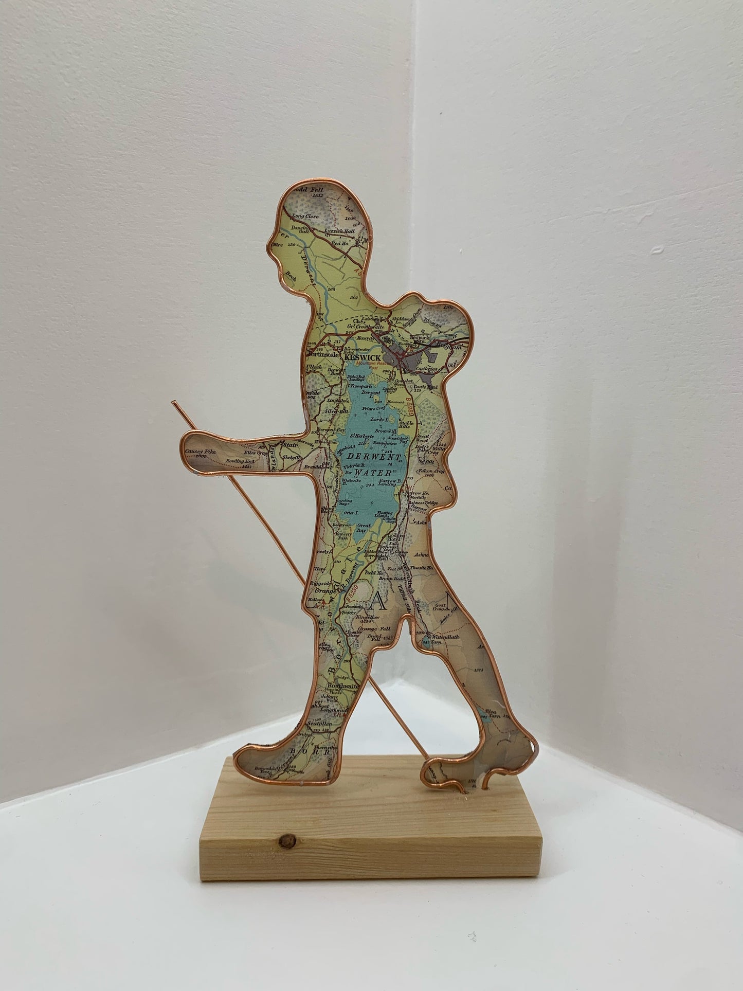 Handmade Wire Sculptures Embellished with Local Maps