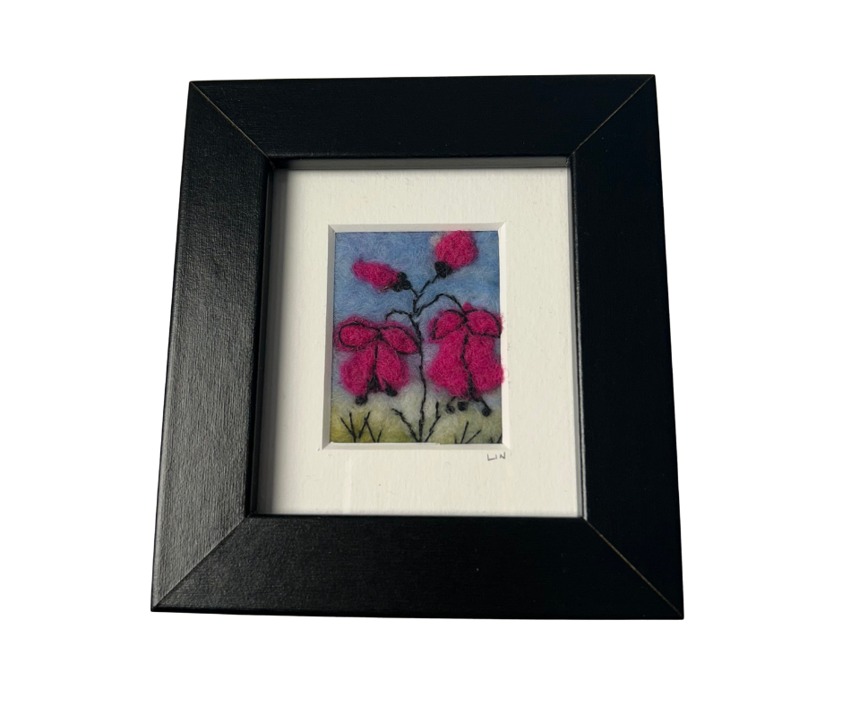 Framed Felted Pink Flowers