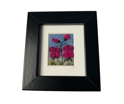Framed Felted Pink Flowers