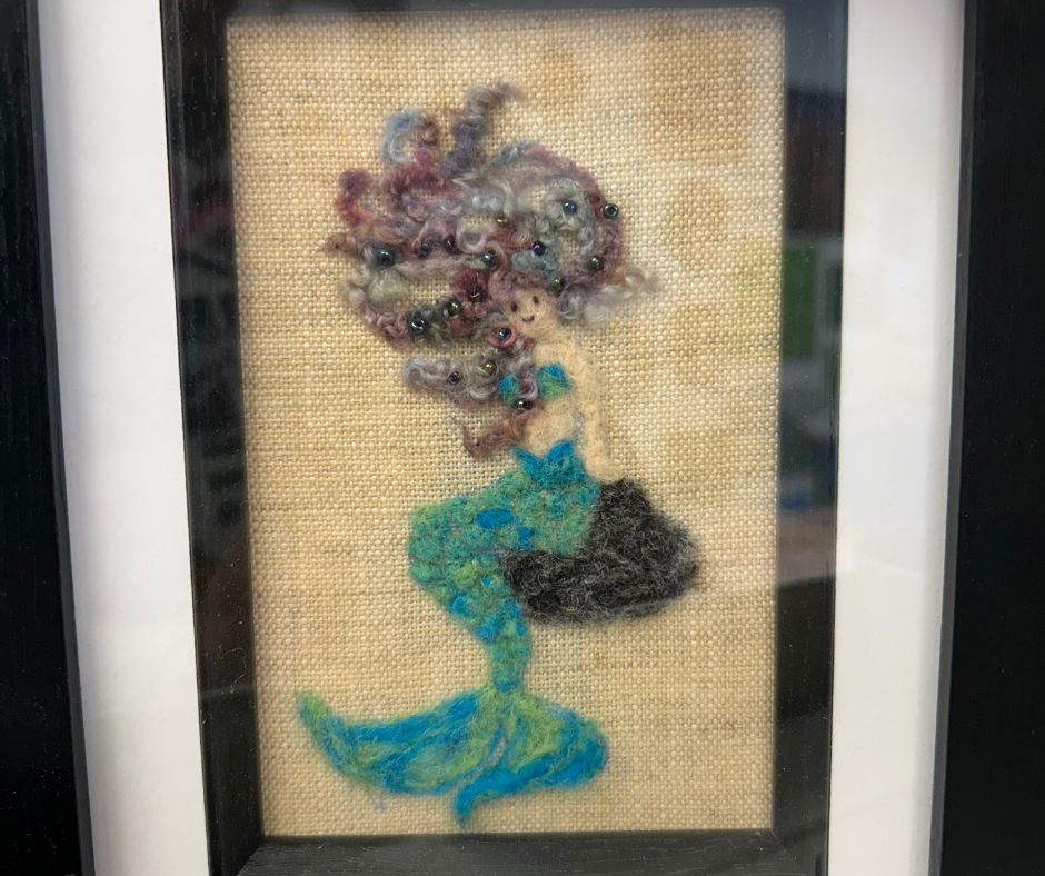 Framed Felted Mermaid Picture