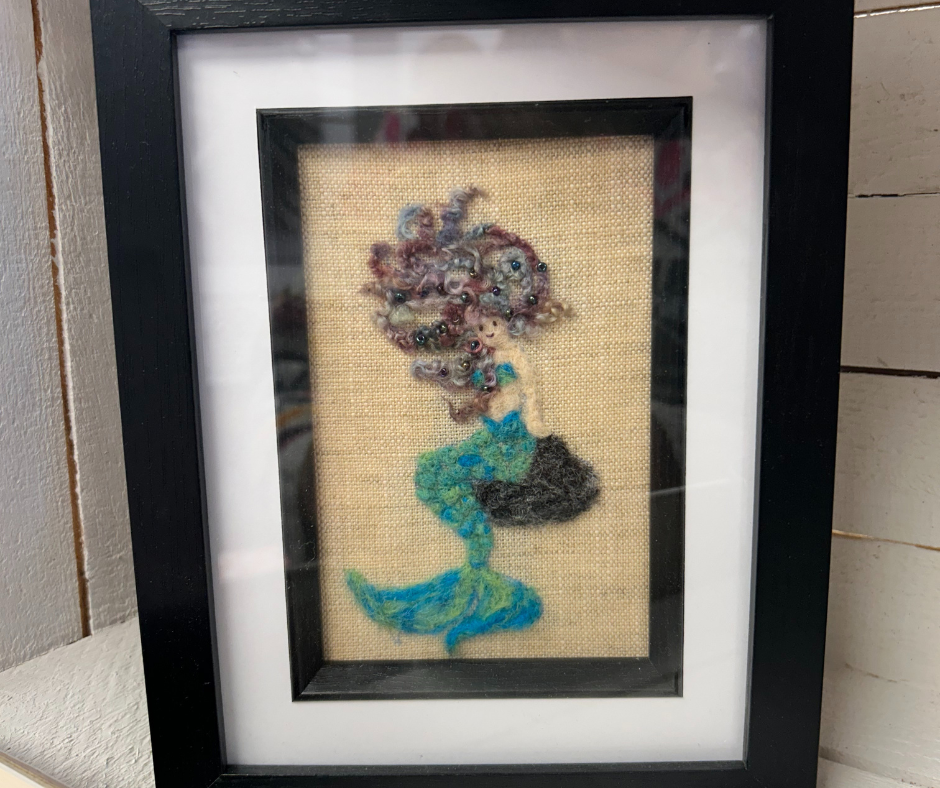 Framed Felted Mermaid Picture