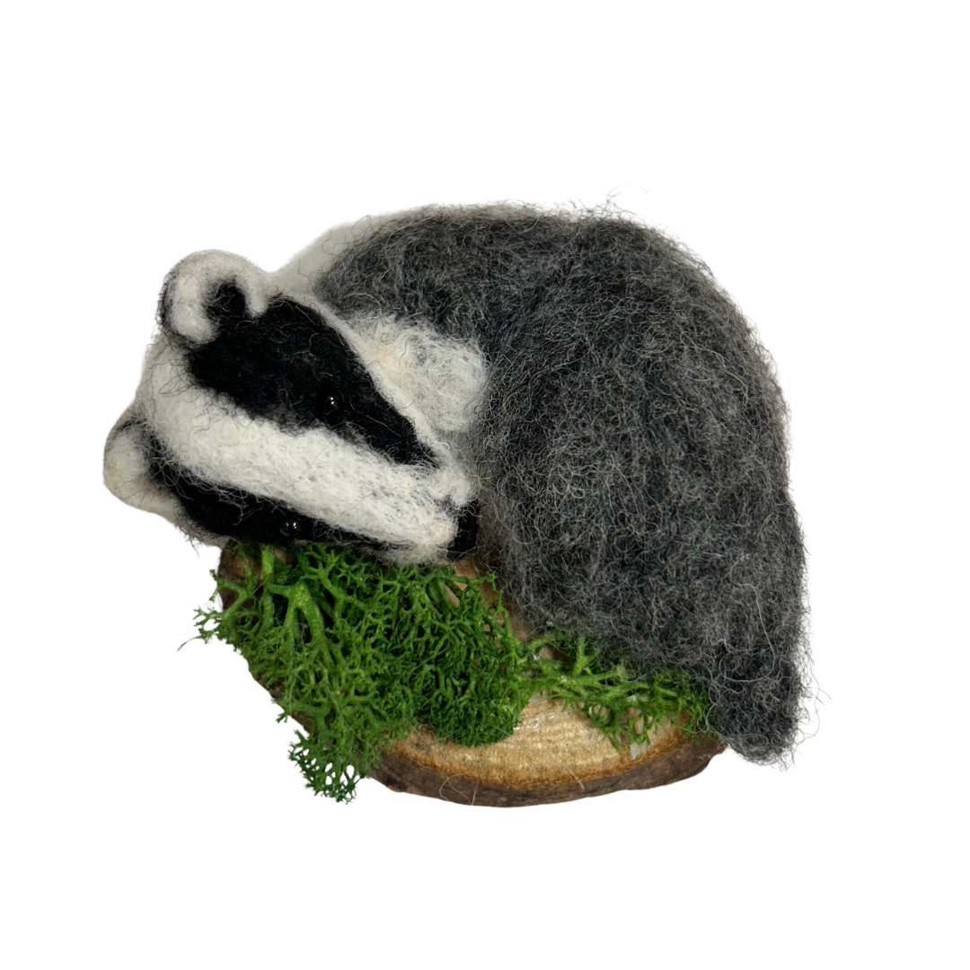 Felted Ornament - Sleeping Badger