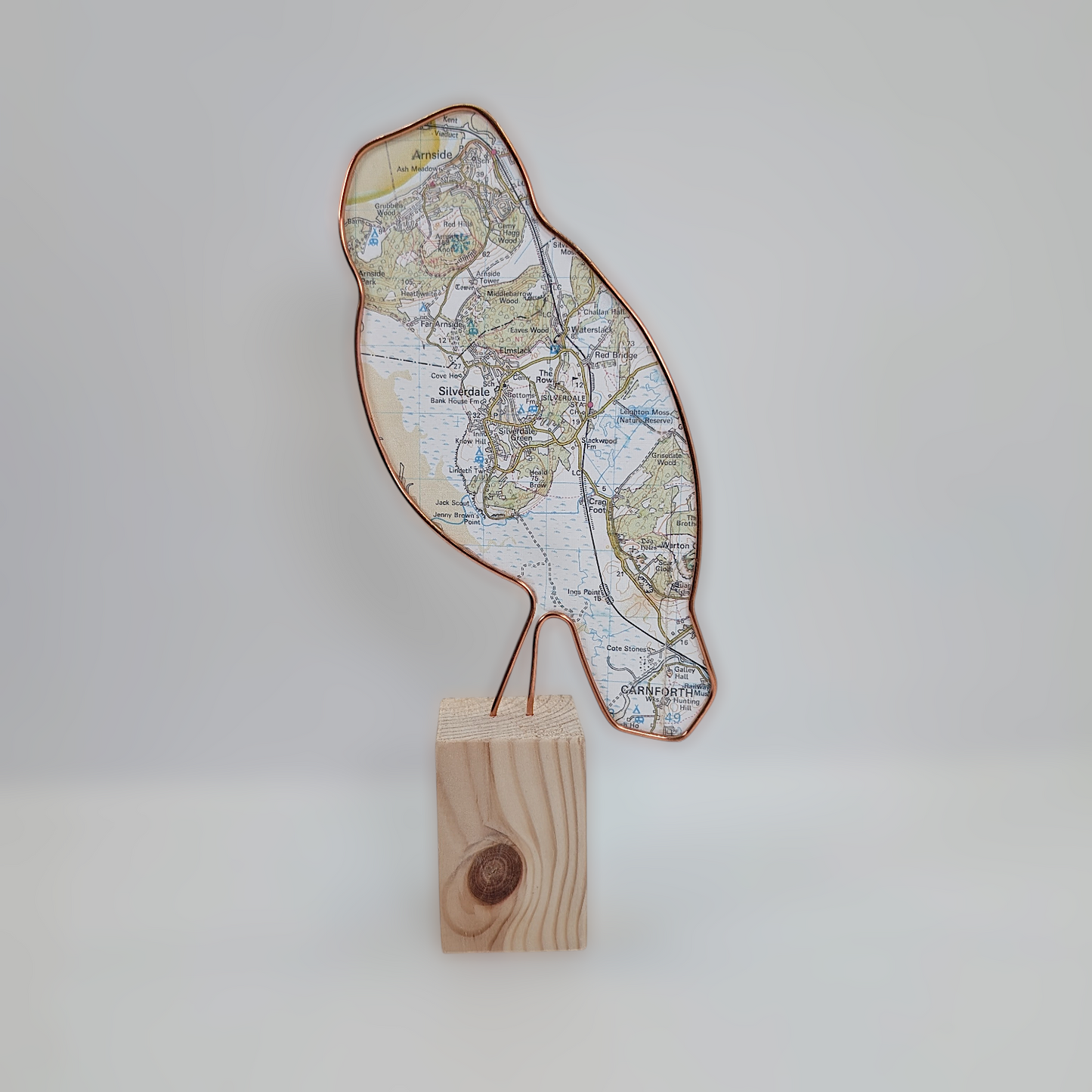 Wire Owl with Vintage Silverdale Map | Like a Bird out of Wire
