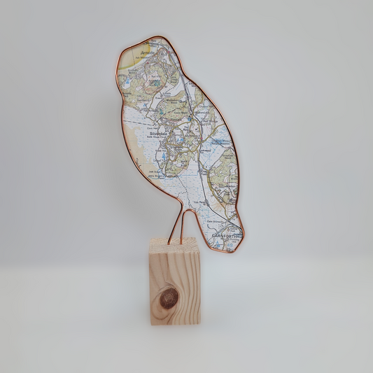 Wire Owl with Vintage Silverdale Map | Like a Bird out of Wire