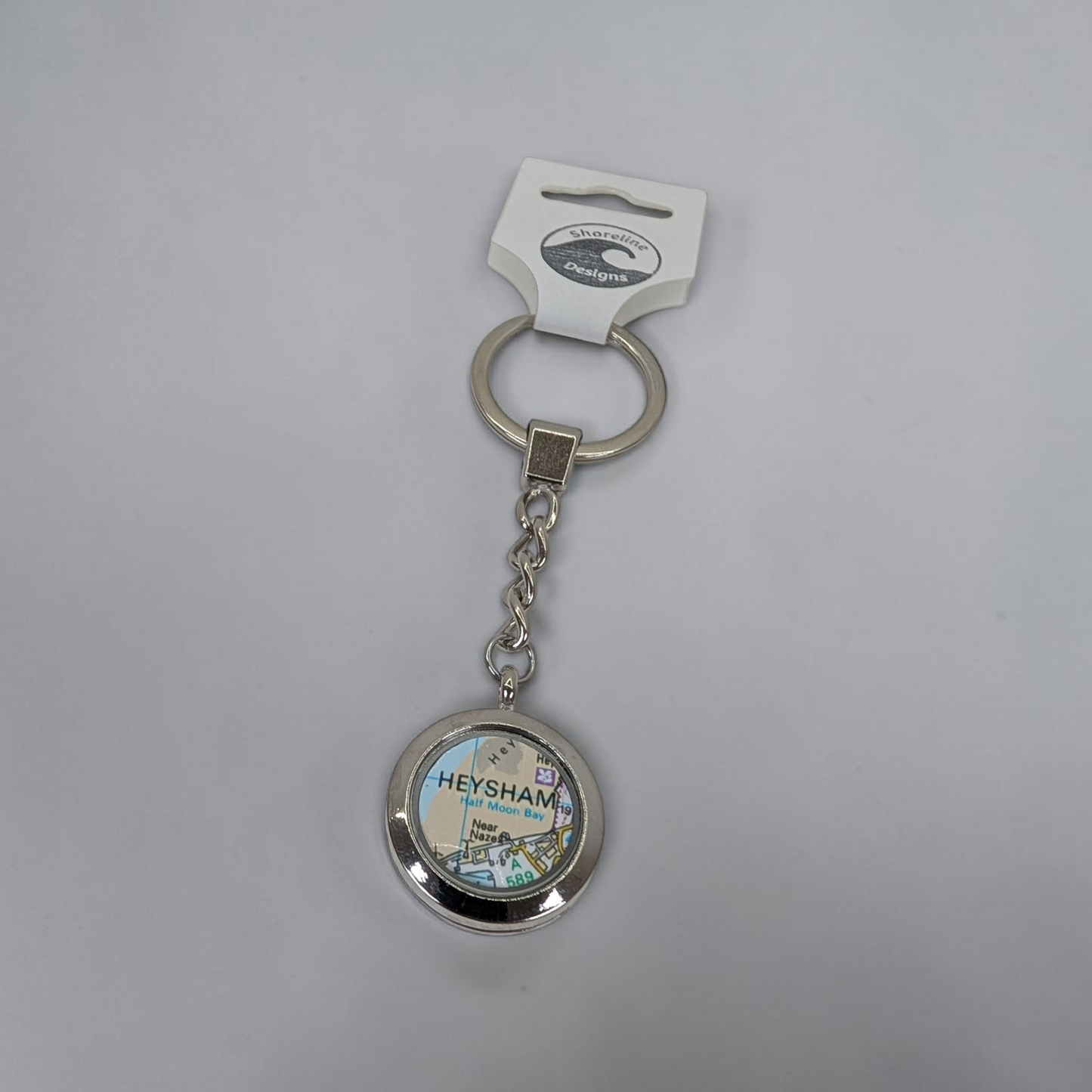 Heysham Map & Sea Glass Keyring | Shoreline Designs