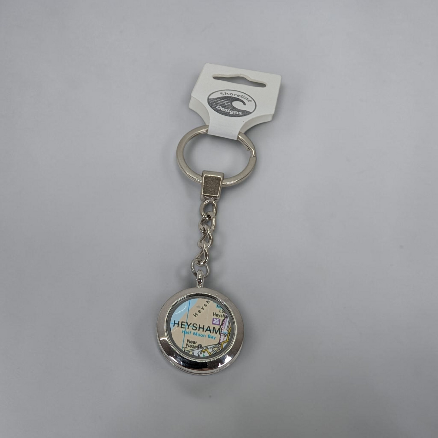 Heysham Map & Sea Glass Keyring | Shoreline Designs