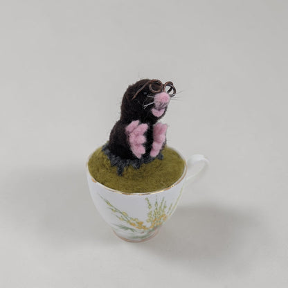 Mole in a Teacup Ornament | Lin Dean