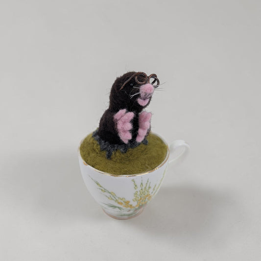 Mole in a Teacup Ornament | Lin Dean