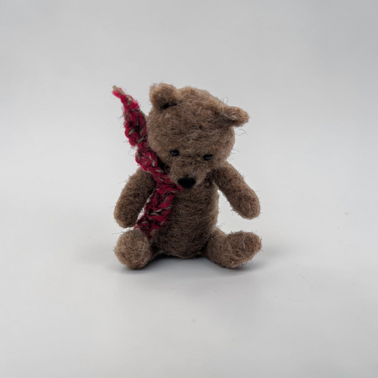 Needle Felted Teddy Bear with Scarf | Lin Dean