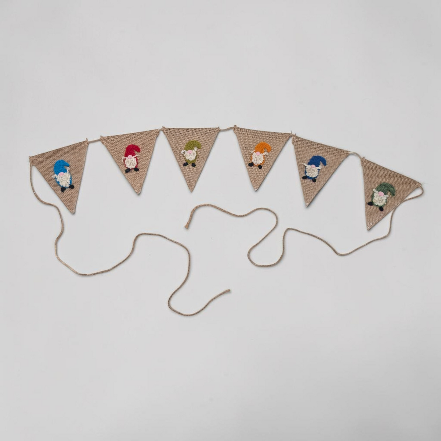 Needle Felted Gnome Hessian Bunting | Lin Dean