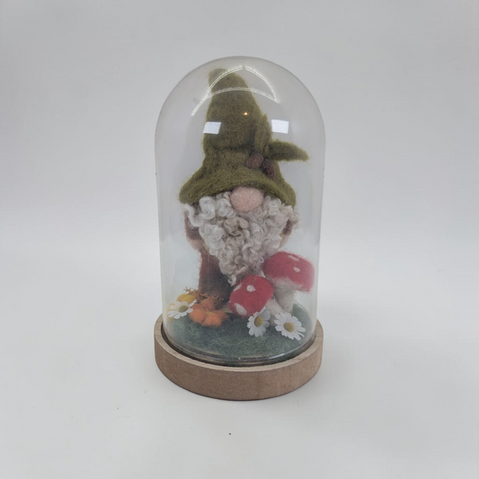 Needle Felted Woodland Gnome Display Dome | Lin Dean
