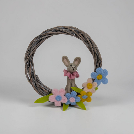 Needle Felted Spring Bunny Willow Wreath | Lin Dean