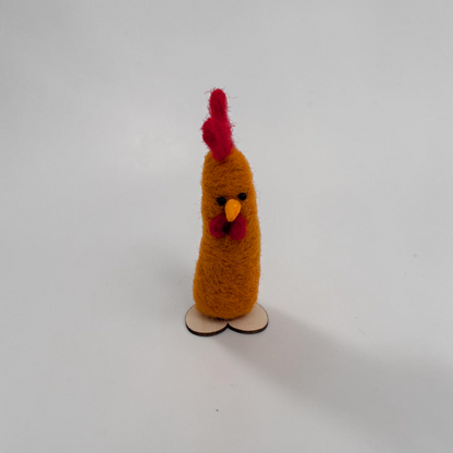 Orange Needle Felted Chicken Ornament | Lin Dean