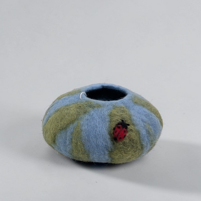 Needle Felted Ladybird Decorative Pebble Bowl | Lin Dean