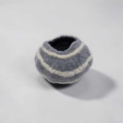 Needle Felted Striped Pebble Bowl | Lin Dean