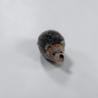 Needle Felted Hedgehog with Flower Crown Ornament | Lin Dean