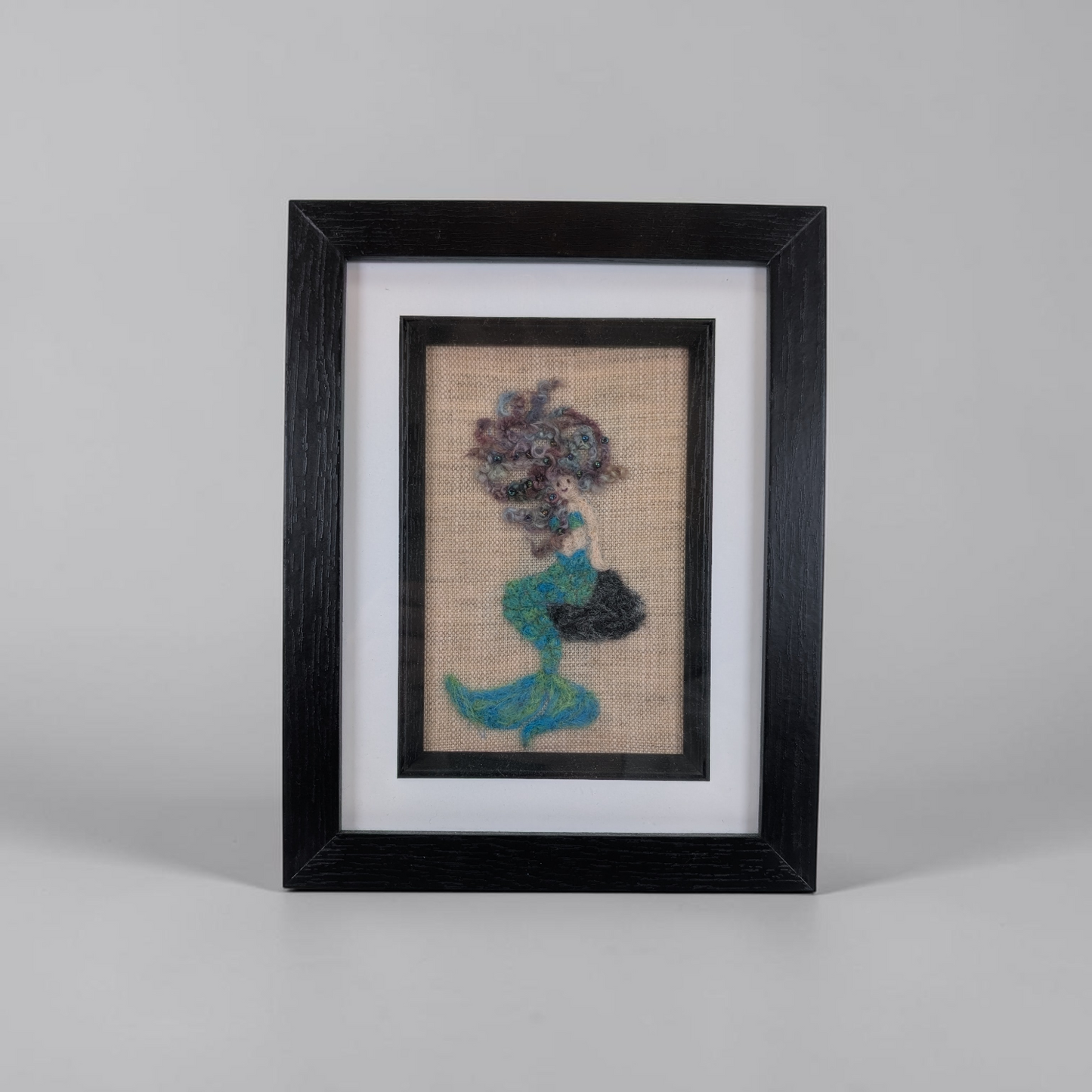 Framed Needle Felted Mermaid Textile Art | Lin Dean