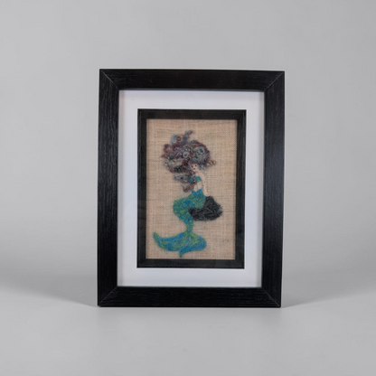 Framed Needle Felted Mermaid Textile Art | Lin Dean